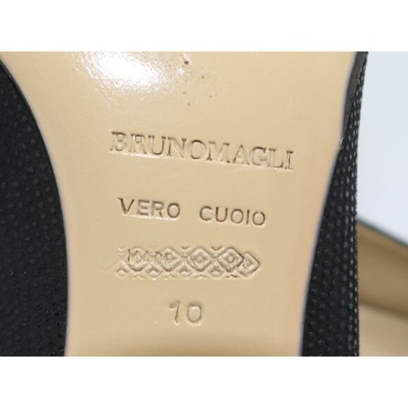 Bruno Magli Black Textured Leather Square-Toe Heels Size 10 Chic Career Work - Picture 6 of 8